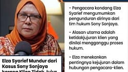 Elza Syarief Mundur dari Kasus Sony Sonjaya karena Klien Tidak Jujur : KronikaNews.Com