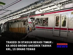 TRAGEDI DI STASIUN BEKASI TIMUR : KA ARGO BROMO ANGGREK TABRAK KRL, 15 ORANG TEWAS