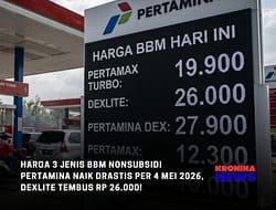 BREAKING NEWS : HARGA 3 JENIS BBM NONSUBSIDI PERTAMINAN NAIK DRASTIS PER 4 MEI 2026, DEXLITE TEMBUS RP 26.000!