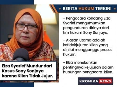 Elza Syarief Mundur dari Kasus Sony Sonjaya karena Klien Tidak Jujur : KronikaNews.Com